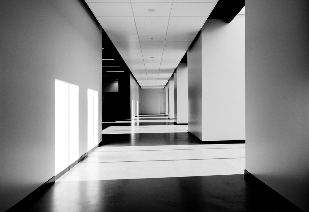 Empty architectural corridor representing a missing page